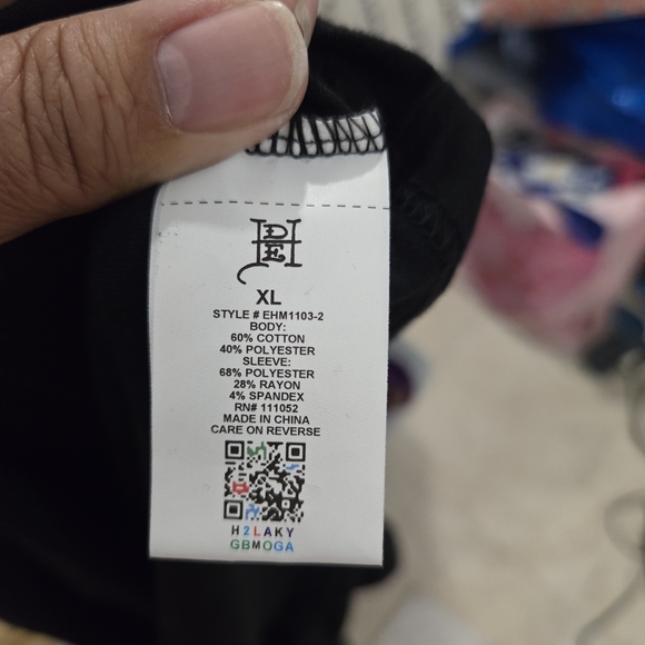 Ed Hardy Graphic Layered-Look Tee in Black and Charcoal - Picture 7 of 10